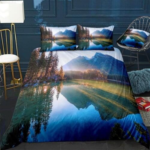 Bavarian Alps Quilt Cover Pillowcase 3Piece Comforter Bedding Set With Pillow Case Single Double Duvet Cover Home Decora