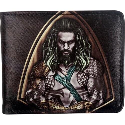 Aquaman figure wallet Designer Mens Faux leather wallet ID Window Zip And Coin Pocket card holder purse