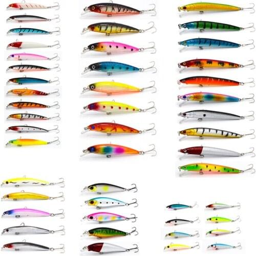 Hot 48pcs/lot fishing lure Set Mixed 6 models fishing tackle 43 color Minnow lure Crank Lures Mix fishing bait