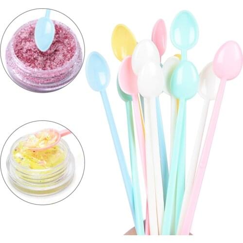 30PCS Mini Candy-colored Cute Dispensing Spoon Jewelry Tool Resin Silicone Mold Tools Stirring Stick