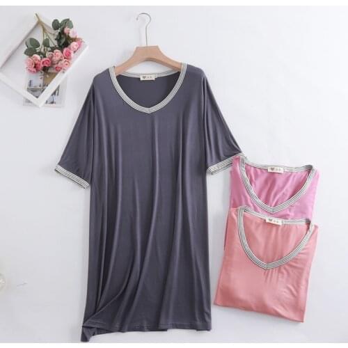 Modal Dress Temperament Leader Stitching Fashionable Female Nightdress Outside Wear Nightgowns Women Summer Loose Nightshirt