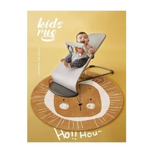 Cartoon Lovely Children Room Round Carpet Animal Lion Bear Cat Chair Non-Slip Mat