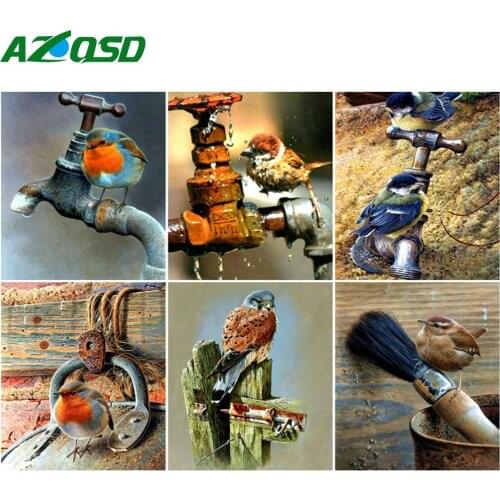 AZQSD Painting By Number Bird Drawing On Canvas DIY Frame Paint By Numbers Animal Kits Modern Wall Art Gifts