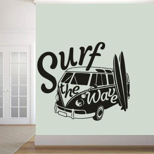 Surf The Wave Quote Wall Sticker Travel Auto Car Wall Sticker Summer Camper Car Wall Art Decals Surfing Lover Gift AZ287