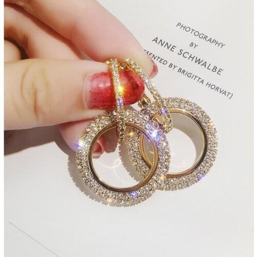New design creative jewelry high-grade elegant crystal earrings round Gold and silver earrings wedding party earrings for woman