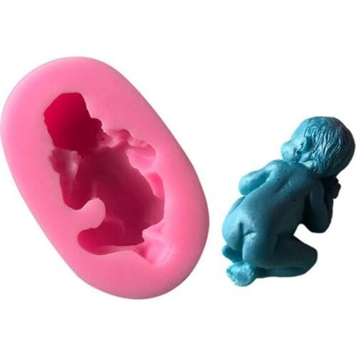 New 50pcs/lot 3D Sleeping Baby Doll Silicone Cake Mold Face Down Baby Party Fondant Cake Decorating Tools Cupcake Chocolate
