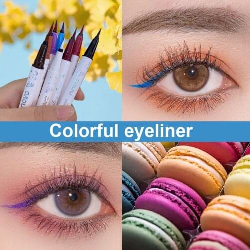 Novo slim eyeliner pencil white appearance smooth purple black brown red colors long lasting waterproof matte eyeliner pen BN257