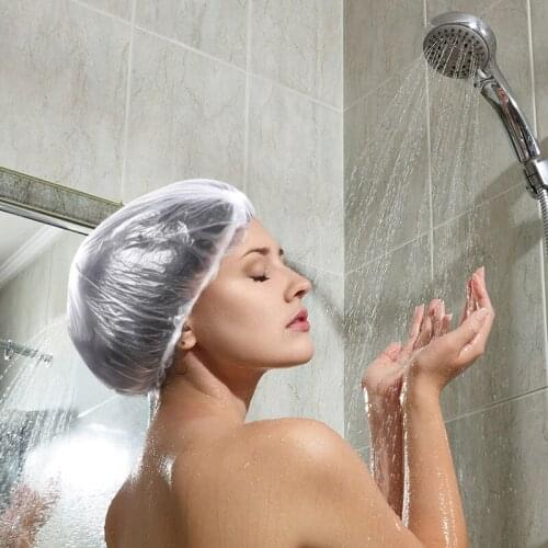 50/40/30/20Pcs Disposable Shower Caps Hairnet Catering Stretch Hat Spa Hair Salon Hotel Women One-Off Bathing Elastic Shower Hat