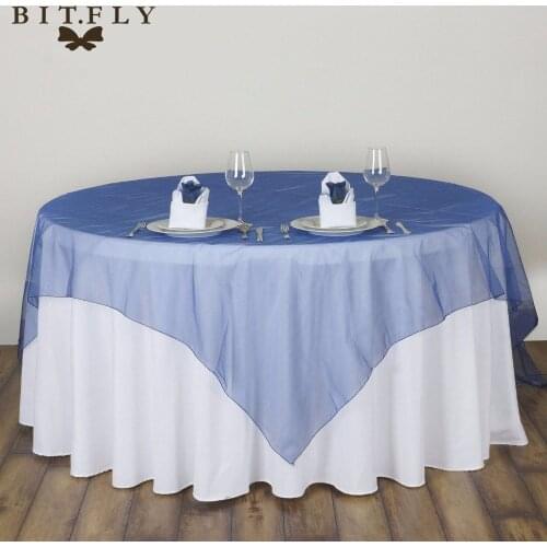 Organza 180*180 cm (70inch)wedding party table cloth Elegant Solid Organza Hotel Banquet table overlay