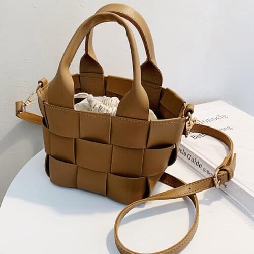 Woven Bucket Bag Mini Lady Handbag 2020 New Fashion Woven Messenger Bag Portable Shoulder Bag And Purses
