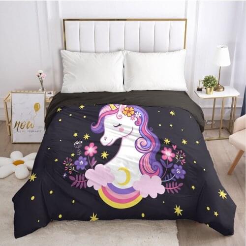 Unicorn Cartoon Duvet Cover with Zipper Comforter/Quilt/Blanket Case 140x200 200x200 3D Bedding For Kids Child Baby Girls Boys