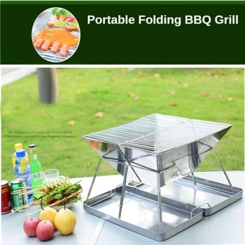 Portable Outdoor Barbecue Rack Terrace Camping Picnic Stainless Steel Charcoal Barbecue Stove Suitable For 3-5 People To Party