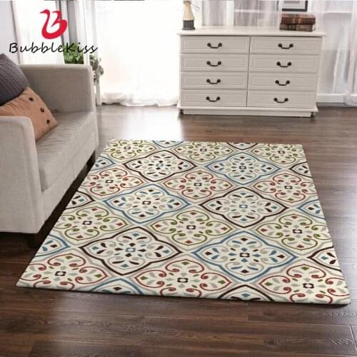 Bubble Kiss Nordic Style Retro Colorful Flower Pattern Rugs Beige Customized Living Room Decor Carpets Bedroom Bedside Floor Mat