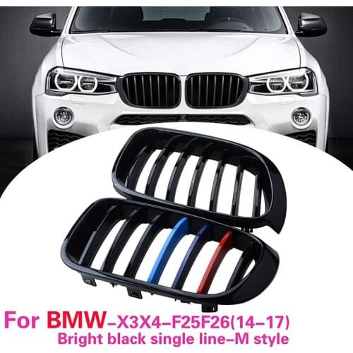 Car Front Bumper Kidney Grille Grill Fit For BMW F25 F26 X3 X4 2014 2015 2016 2017 ABS Modified Part Accessories