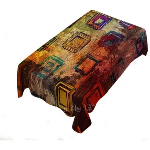 Geometric Tablecloth Polyester Rectangular Decoration In Brown