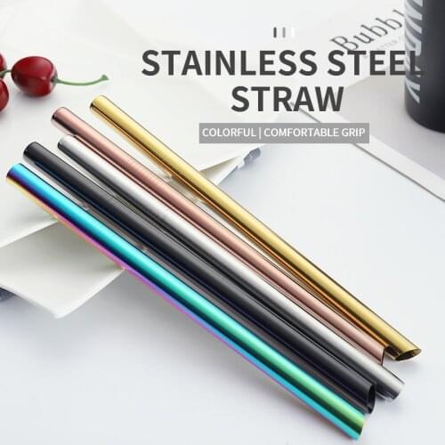 1/2Pcs 12mm Drinking Straw Reusable Metal Straw Set Sharp Top Bubble Tea Straws 304 Stainless Steel Pearl Milkshake Fat Straws