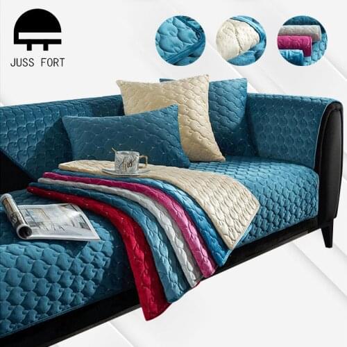 Modern European Sofa Cover Thicken plush Couch fundas Non-slip Seat Towel Solid Slipcovers Corner Sofa Covers for Living Room