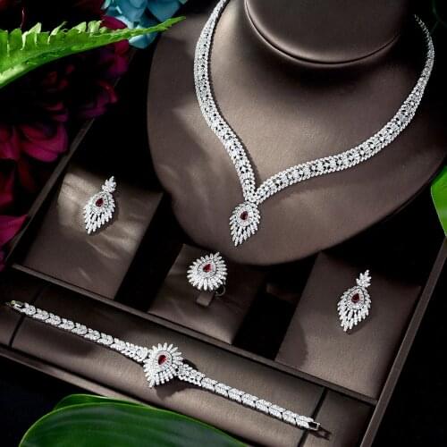 HIBRIDE CZ Crystal Wedding Bridal Jewelry Sets For Wedding Accessories Dubai Nigeria Jewelry AAA Cubic Zirconia Sets N-1184