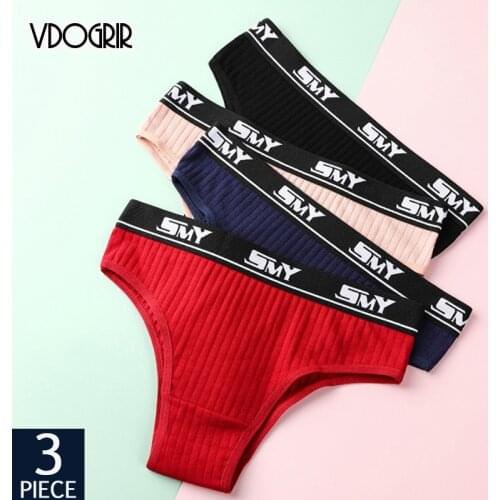 VDOGRIR 3Pcs/Lot Sexy Womens Cotton Panties Set Underwear Seamless Letter Briefs Low Waist Female Comfortable Underpants Tanga