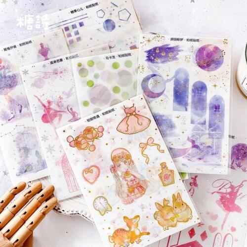 XINAHER 3 sheets/lot golden silver ballet girl paper sticker package DIY diary decoration sticker album scrapbooking