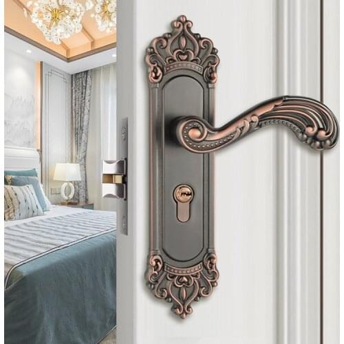 European style Kirsite Door lock Solid Wood Door Lock in Bedroom Antique Red Ancient Indoor Door Lock Hardware Locks