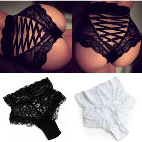 Amazing Fashion New Arrival Sexy Women Intimates High Waist Lace Bandage Hollow Out Hollow Flower Underwear Lingerie Panties