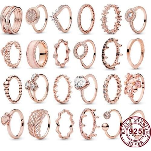 100% 925 кольцо Silver Rose Gold 24 Most Popular Womens Pan Rings For Women Wedding Party Gift Fashion Jewelry