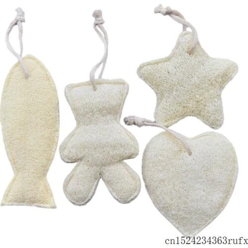100 Pcs Fish Bear Loofah Pad Star Heart Shaped Sponge Bath Rub Animal Shaped Natural Loofah Bath Towel Sponge Scrubber