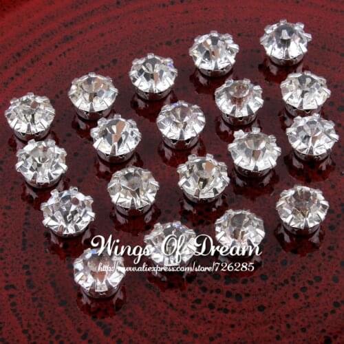 60pcs/lot 7mm Silver DIY Bling Sewing Decorative Crystal Rhinestones Clear Metal HotFix FlatBack Strass Loose Rhinestone