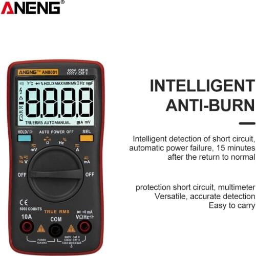 ANENG AN8001 True-RMS Auto Range Digital Multimeter AC/DC Voltage Ammeter Current Meter Temperature Measurement