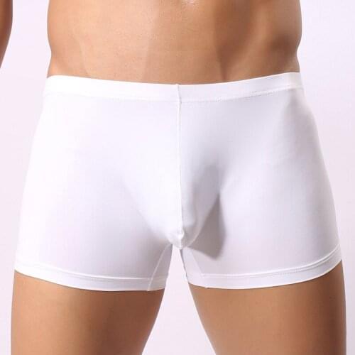 Mens ice silk boxers loose European size pants breathable sexy boxers with protruding bags mens underwear