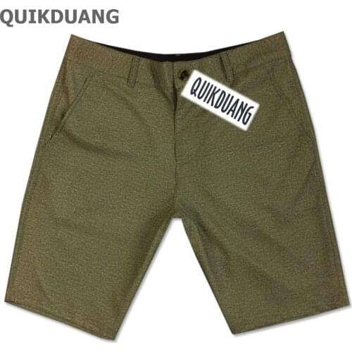 Army Green Suit Pants Male Solid Swim Board Shorts Spandex Surf Trunks Beach Shorts Zipper Men Stretch Boardshorts 119D