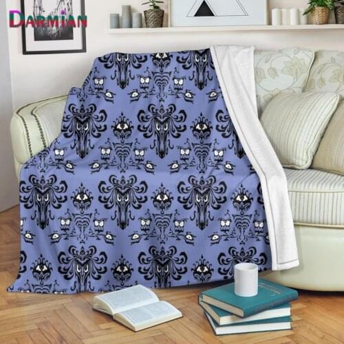 DARMIAN 2021 Haunted Mansion Pattern Single Fall Blanket Winter Bed Sheet Warm Fleece Knee Blanket Office Nap Blanket Adult Kids