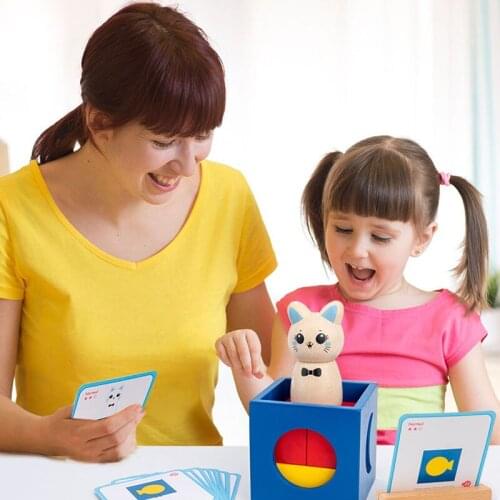 Wooden Puzzle Jigsaw Montessori Toys 3D Cartoon Kitten Adventures Puzzle Kids Educational Game Wooden Toys for Children