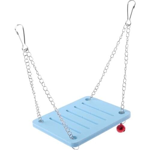 Wooden Parrot Hamster Swing Hanging Bell Cage Toy Chinchilla Mouse Perch Pet Accessories