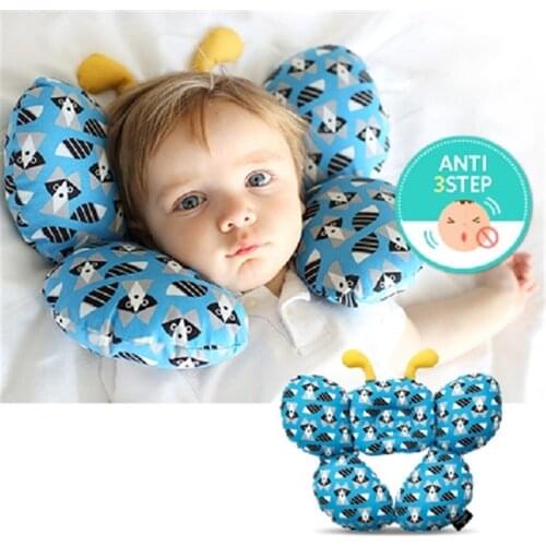 Baby Travel Pillow Headrest Car Seat Head Neck Support Infant Insert Liner Toddler Kids Stroller Cushion Anti Shaken Butterfly