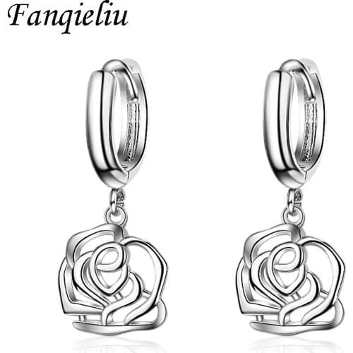 Fanqieliu 925 Sterling Silver Drop Earrings For Women Vintage Flower Plant Earring Dangle Earrings For Woman FQL20428