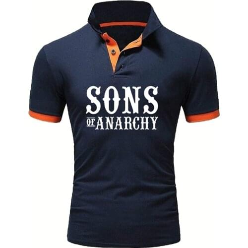 Casual short sleeve SOA Sons of Anarchy the Child SONS Print Mens POLO shirt Pure cotton high quality Cotton Mens short sleeve