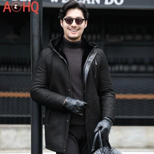Real Fur Coat Men Korean Sheep Shearling Jacket Warm Hooded High Quality Mens Jackets and Coats Winter 2021 Veste Homme