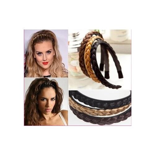 1 Piece Trendy Headband Women Braided Synthetic Hair Plaited Plait Elastic Hairband Headbands
