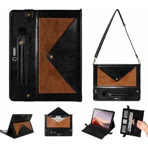 Strap PU Leather Tablet Case for Microsoft Surface Pro 7 Pro7 Pro6 6 5 4 12.3‘’ Case Shockproof Cover Card Wallet Stand Shell