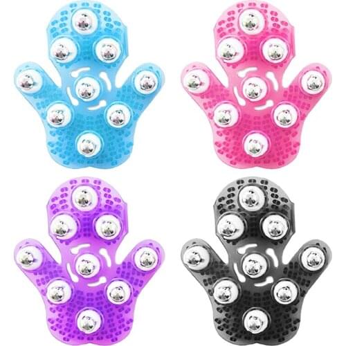 U2JD Roller 9 Balls Body Massage Glove Muscle Pain Relief Relax Anti Cellulite Beauty Massager Neck Back Shoulder Buttock
