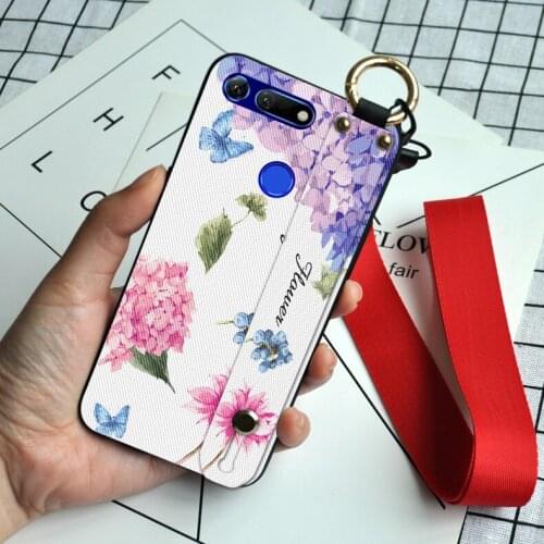 Wrist Strap Silicone Case For Huawei Honor 8A 8X Max 9X Pro 9A 9C 3D Floral Neck Lanyard Cover For Huawei Honor V10 20 V30
