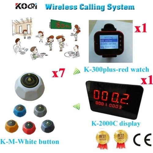 Waiter Paging System New Arrival Full Equipment For Restaurant Hotel Supplies Call Bell( 1 display+ 1 watch+ 7 call button)