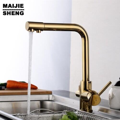 Kitchen faucet 3 way function Kitchen mixer water filter mixer tap Golden color 3 way kitchen faucet pure water