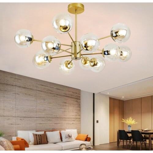 Modern Glass ball Led Chandeliers Lighting Creative Bedroom Lamp Living Room Dining Room Molecular E27 Decorative pendant Lamps