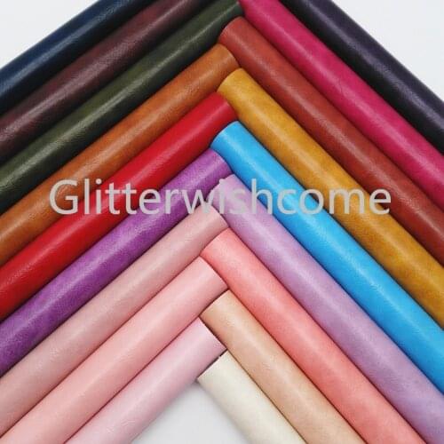Glitterwishcome 21X29CM A4 Size Vinyl For Bows Two Tones Vintage Leather Fabirc Faux Leather Sheets for Bows, GM356A