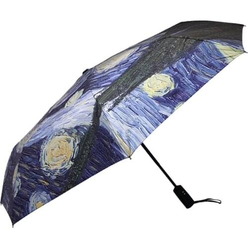 Wind Resistant Folding umbrella male automatic Van Gogh Oil Painting Umbrellas outdoor sun protection umbrella for men