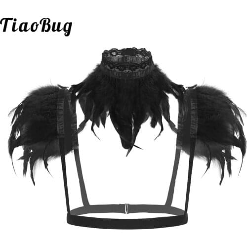 Victorian Gothic Feather Shrug Cape Shawl Halloween Costume Stage Cosplay Props