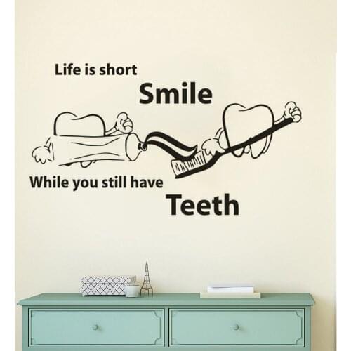 Teeth Wash Vinyl Wall Decal Dental Simle Quote Wall Poster Cute Teeth Wash Vinyl Sticker Home Bathroom Decoration AZ509
